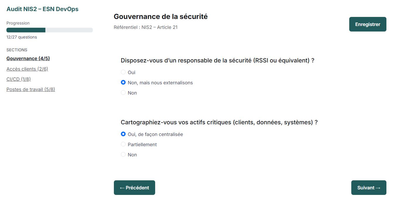 Questionnaire d'audit personnalisé NovaShield