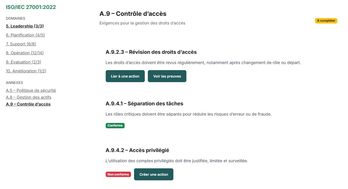 Référentiel ISO 27001 dans NovaShield